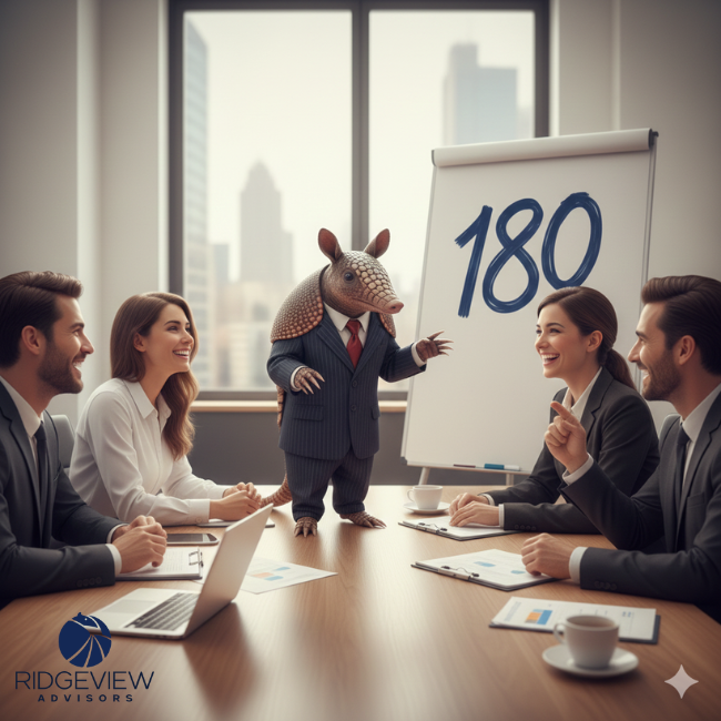 Ridgeview Advisors: an MSP leadership and operations team running a quarterly 180 retrospective to protect margins.